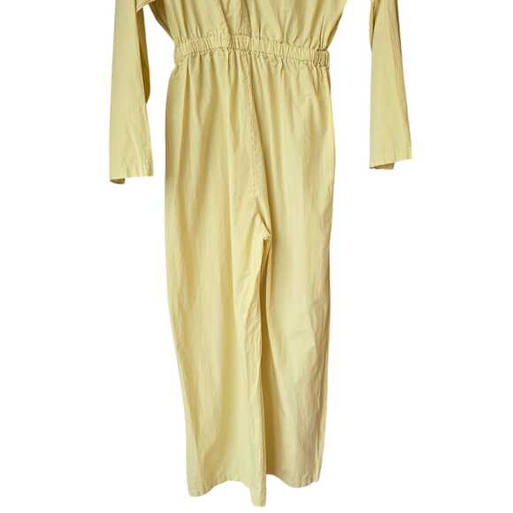 Zara Women's Lime Green Baggy Jumpsuit Size XS Deep V Neck Straight Leg Cotton - Picture 7 of 8